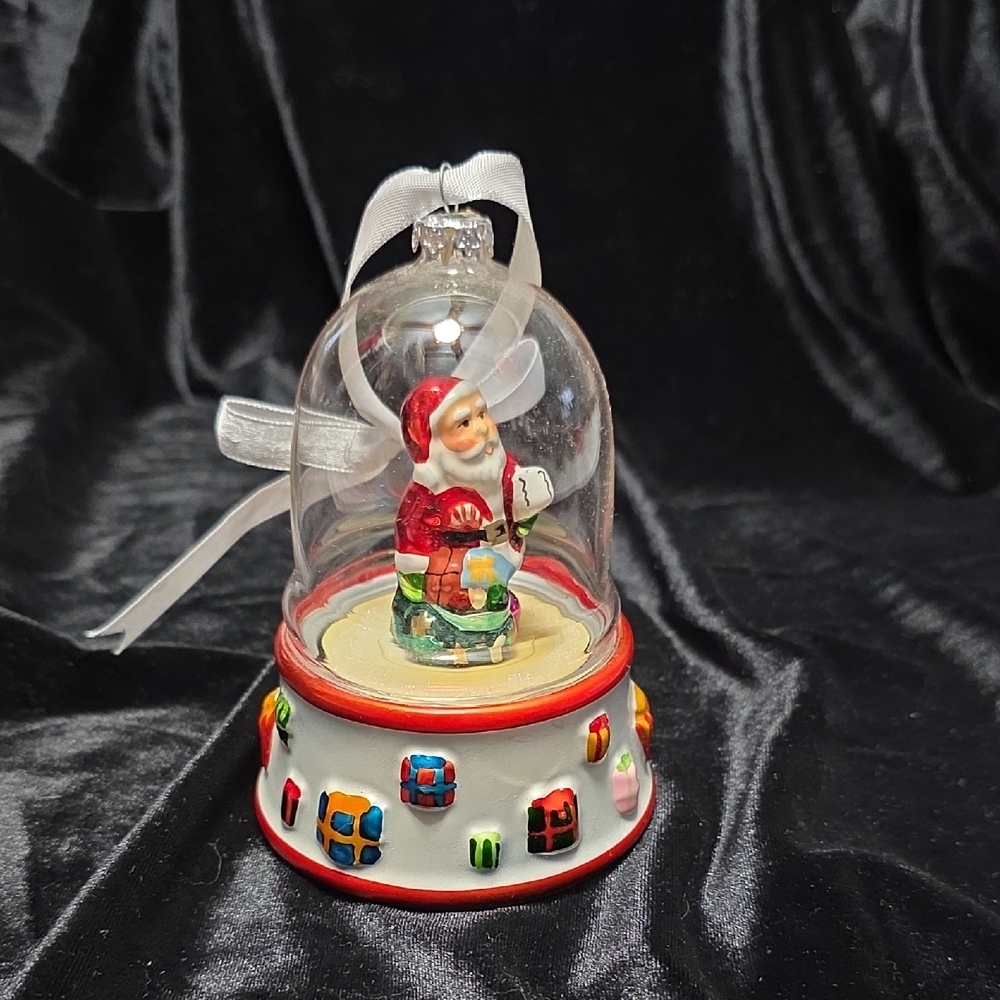 Mr. Christmas Santa Glass Ornament Music Box, Preloved
